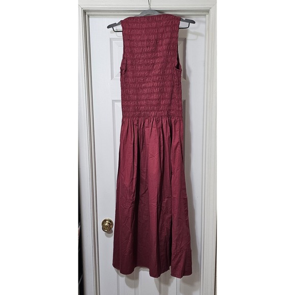 Faithfull The Brand Margot Midi Dress Women's Size 6 Smocked Bodice - Picture 5 of 9